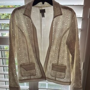 Chico's Eyelet Floral Light Weight Jacket   Blazer Size 1